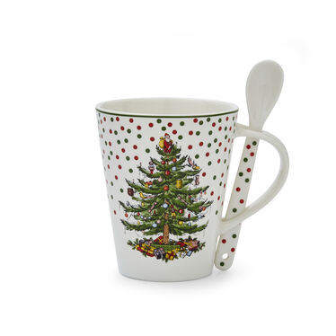 Christmas Tree Polka Dot Mug & Spoon Set